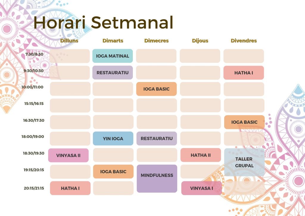 horari setmanal de classes